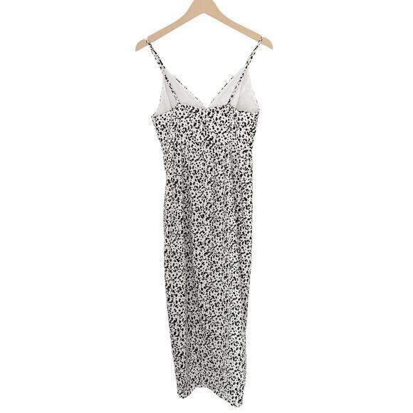 Shona Joy Berlin Cocktail Draped Midi Dress White & Black Speckled Size 4 - Picture 3 of 7